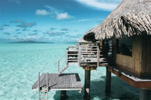 Scenic overwater bungalow in Vaitāpē, French Polynesia. Perfect tropical escape.