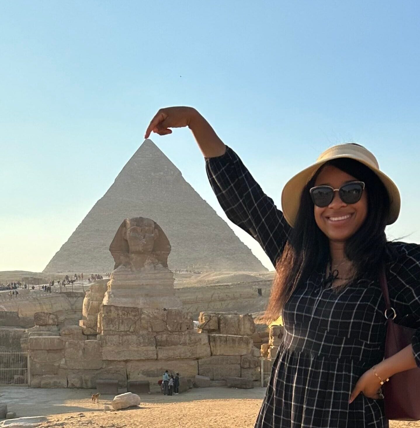 Betty at the Pyramids of Giza in Egypt.